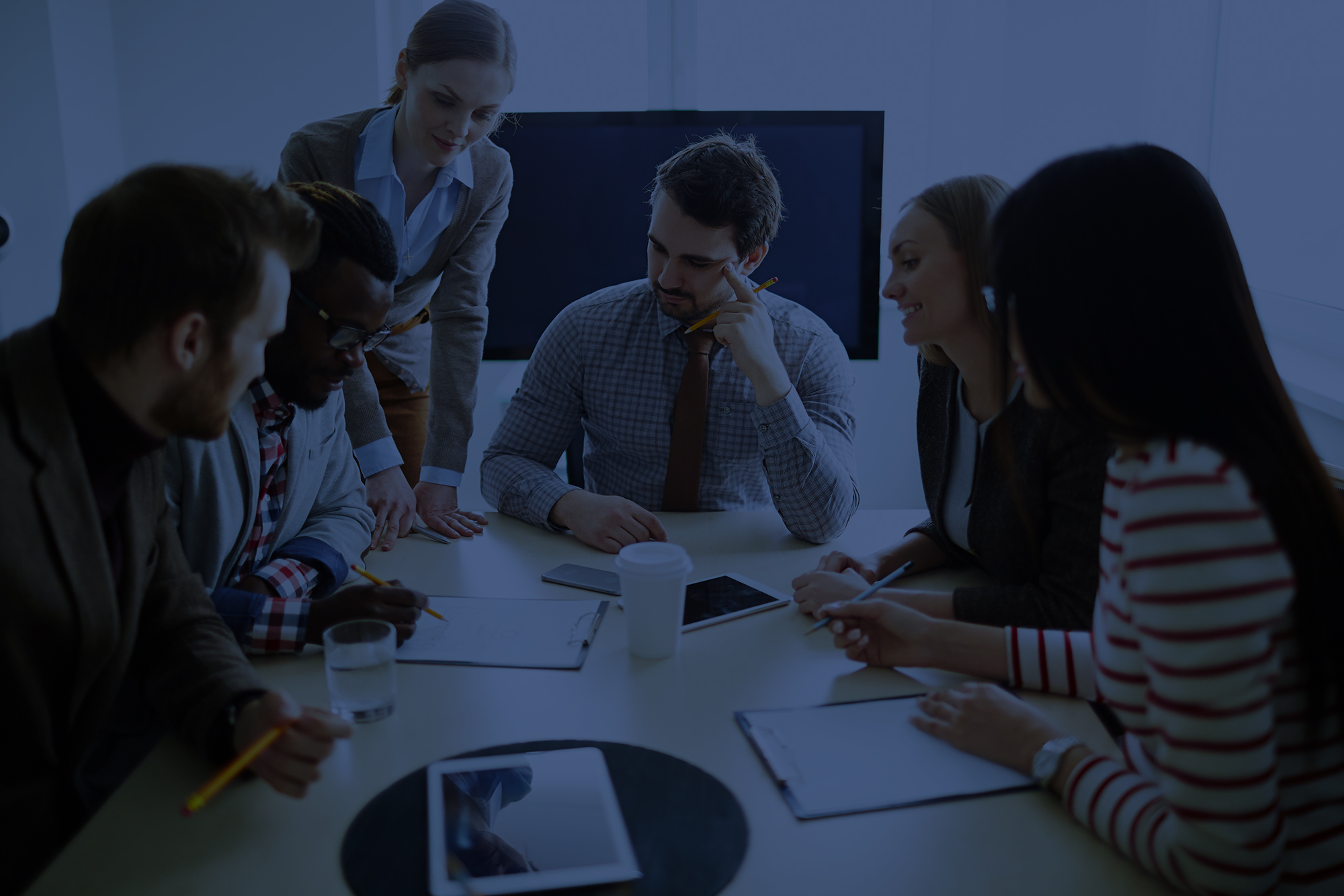 Business consultation around a table